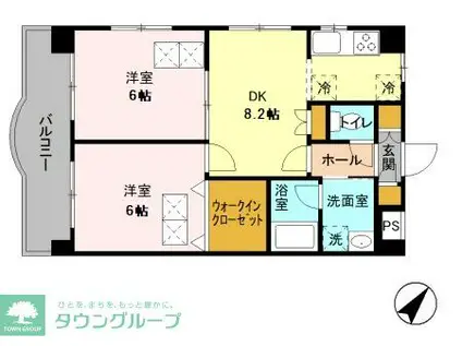 サンウィングSII(2DK/2階)の間取り写真