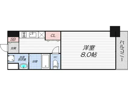 ディクス梅田東レジデンス(1K/7階)の間取り写真