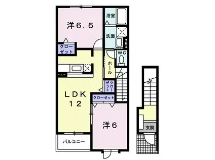 プロムナ-ドA(2LDK/2階)の間取り写真