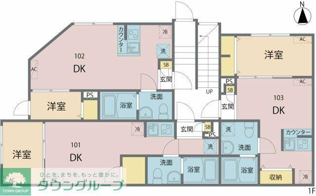 MIREA浮間舟渡(1DK/1階)の間取り写真