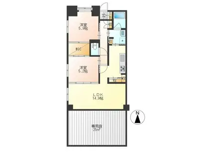 SUN MARIAGE(2LDK/1階)の間取り写真