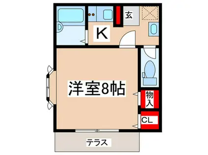 ユニティー小浜(1K/2階)の間取り写真