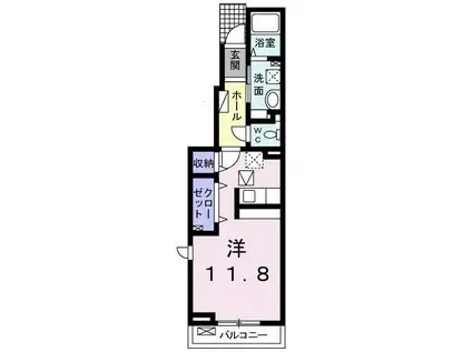 メゾン ド ローズ(ワンルーム/1階)の間取り写真