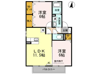 ソレイユ千田 E棟(2LDK/2階)の間取り写真