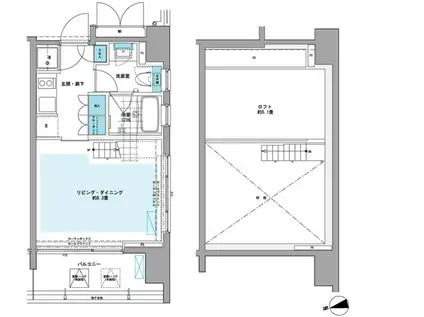 プライムアーバン芝浦LOFT(1K/11階)の間取り写真