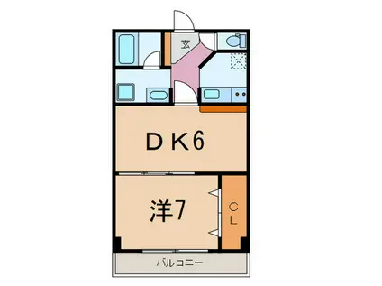 リビエール山王(1DK/2階)の間取り写真