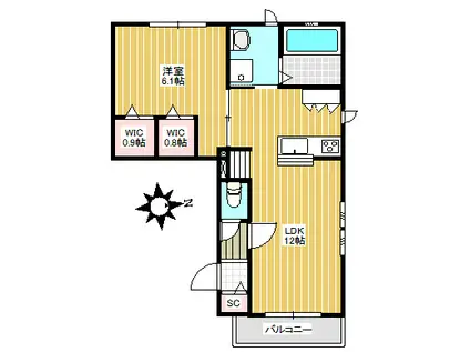 LA SUIKO(1LDK/2階)の間取り写真