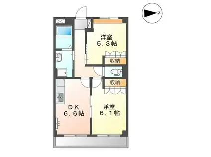PINE HEART(2DK/2階)の間取り写真