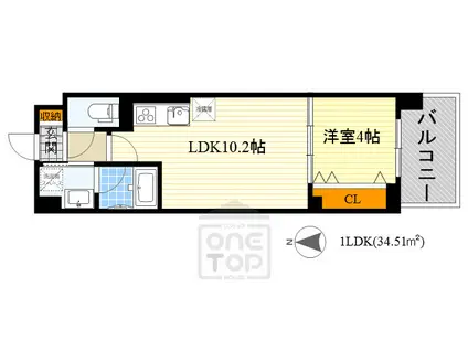 LA CASA江坂(1LDK/5階)の間取り写真