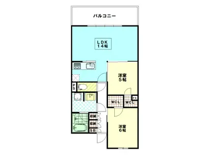 レーベン和光(2LDK/7階)の間取り写真