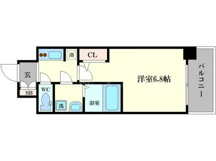 ジアコスモ江戸堀パークフロント(1K/2階)の間取り写真