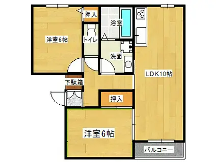 アリュールちよかわ(2LDK/2階)の間取り写真