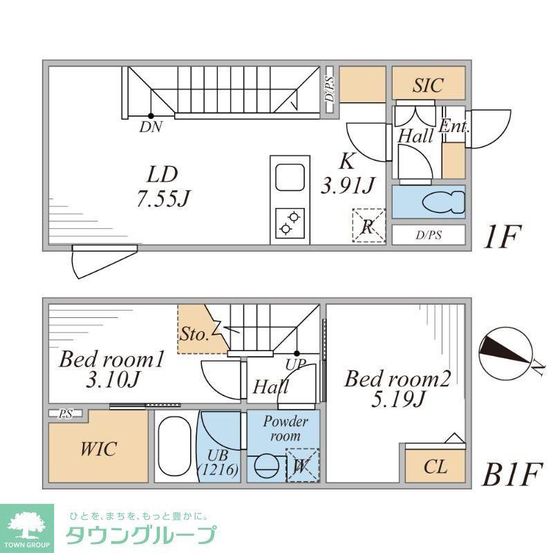 LEGALAND桜新町(2LDK/B1階)の間取り写真