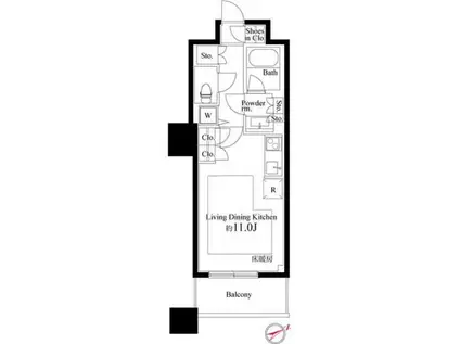 ザ・パークハウス西新宿タワー60(ワンルーム/6階)の間取り写真