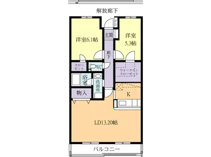 リナセンス(2LDK/3階)の間取り写真