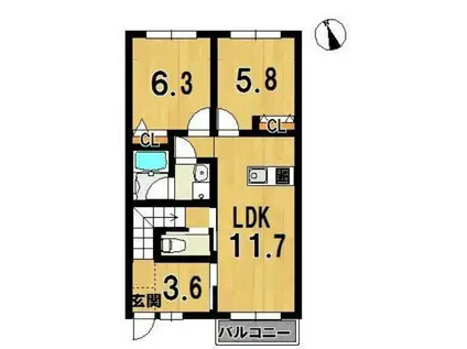 カメリアI(2SLDK/2階)の間取り写真