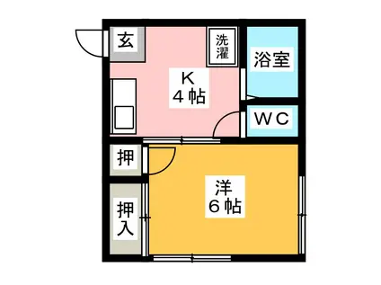 サニーハイツ(1K/1階)の間取り写真
