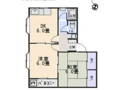 ツインコーポ(2DK/1階)の間取り写真