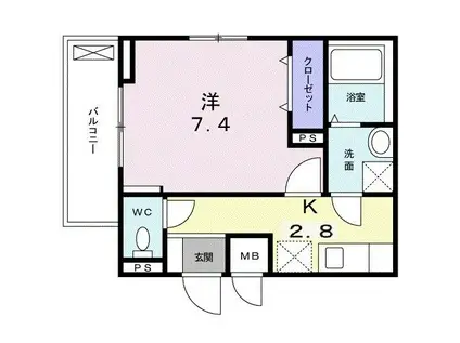 ラヴィベール(1K/4階)の間取り写真