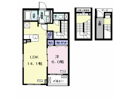 リジエールI(1LDK/3階)の間取り写真