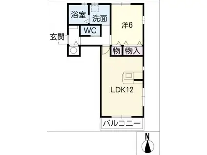 モン ピエス(1LDK/1階)の間取り写真