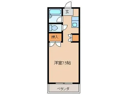 ソラリア大在(1K/1階)の間取り写真