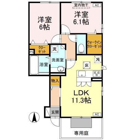 イノセント・シャイン(2LDK/1階)の間取り写真
