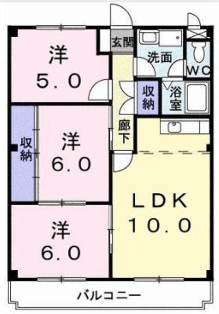 ハイム相武台(3LDK/3階)の間取り写真
