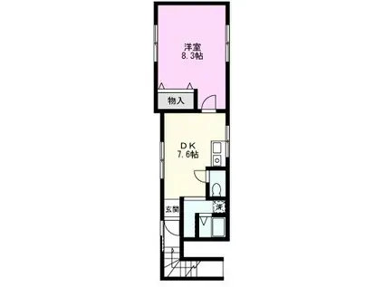 UNA CASITA TS(1DK/2階)の間取り写真