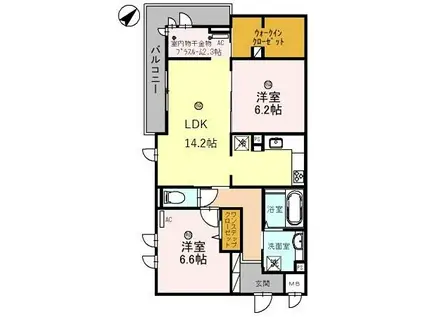 グレースコート豊中北(2LDK/2階)の間取り写真