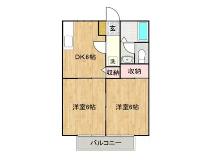 サンライフ神辺 A棟(2DK/2階)の間取り写真