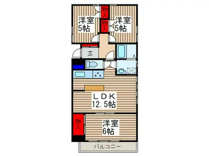 ソフィア川口青木町(3LDK/6階)の間取り写真