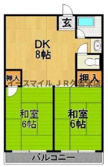 ベアーズマンション(2DK/5階)の間取り写真