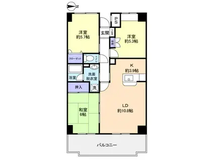 ベルファーム3号館(3LDK/4階)の間取り写真