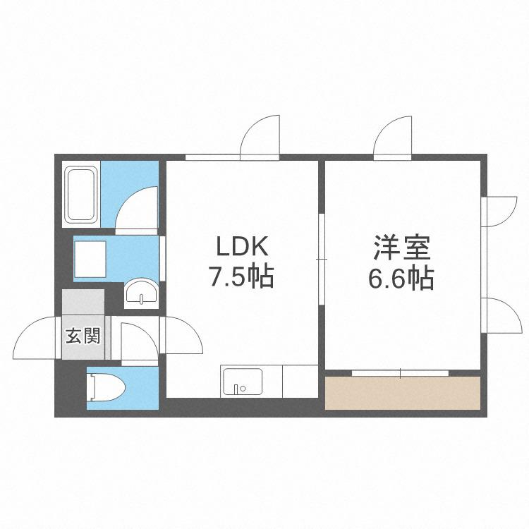 ラ・グランデII(1LDK/2階)の間取り写真