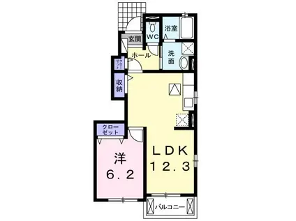 ベネフィスI(1LDK/1階)の間取り写真