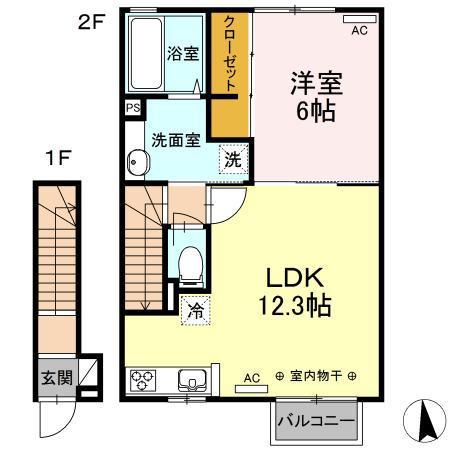 リーブラ レオ(1LDK/2階)の間取り写真