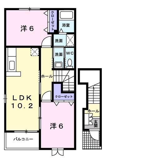 フェリーチェ I(2LDK/2階)の間取り写真