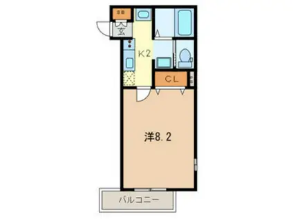 カシュカシュ(1K/2階)の間取り写真