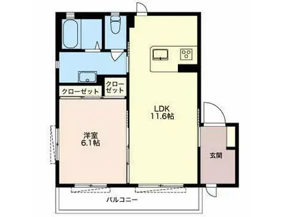エルセナB(1LDK/2階)の間取り写真