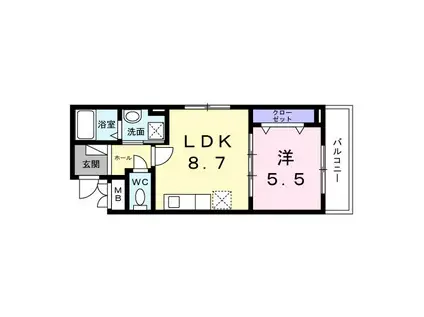 アビタ諸福(1LDK/3階)の間取り写真