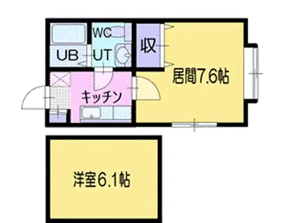 ピエテルーエII(1K/1階)の間取り写真