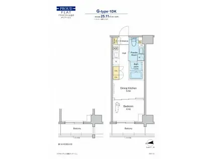 プラウドフラット浅草ディアージュ(1DK/5階)の間取り写真