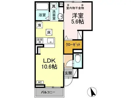 D-ROOM ZEN ルフレ(1LDK/1階)の間取り写真