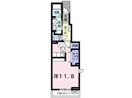 アルブィラージュ I(ワンルーム/1階)の間取り写真