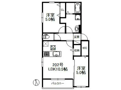 フルール花畑 651(2LDK/2階)の間取り写真