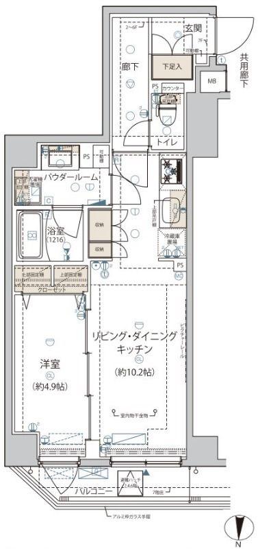 ARCOBALENO KINSHICHO(1LDK/6階)の間取り写真