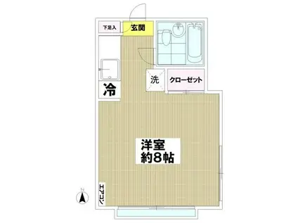 カサベルデ(ワンルーム/2階)の間取り写真