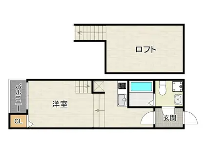 アムール大橋B(1K/1階)の間取り写真