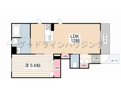 シャーメゾン山国(1LDK/1階)の間取り写真